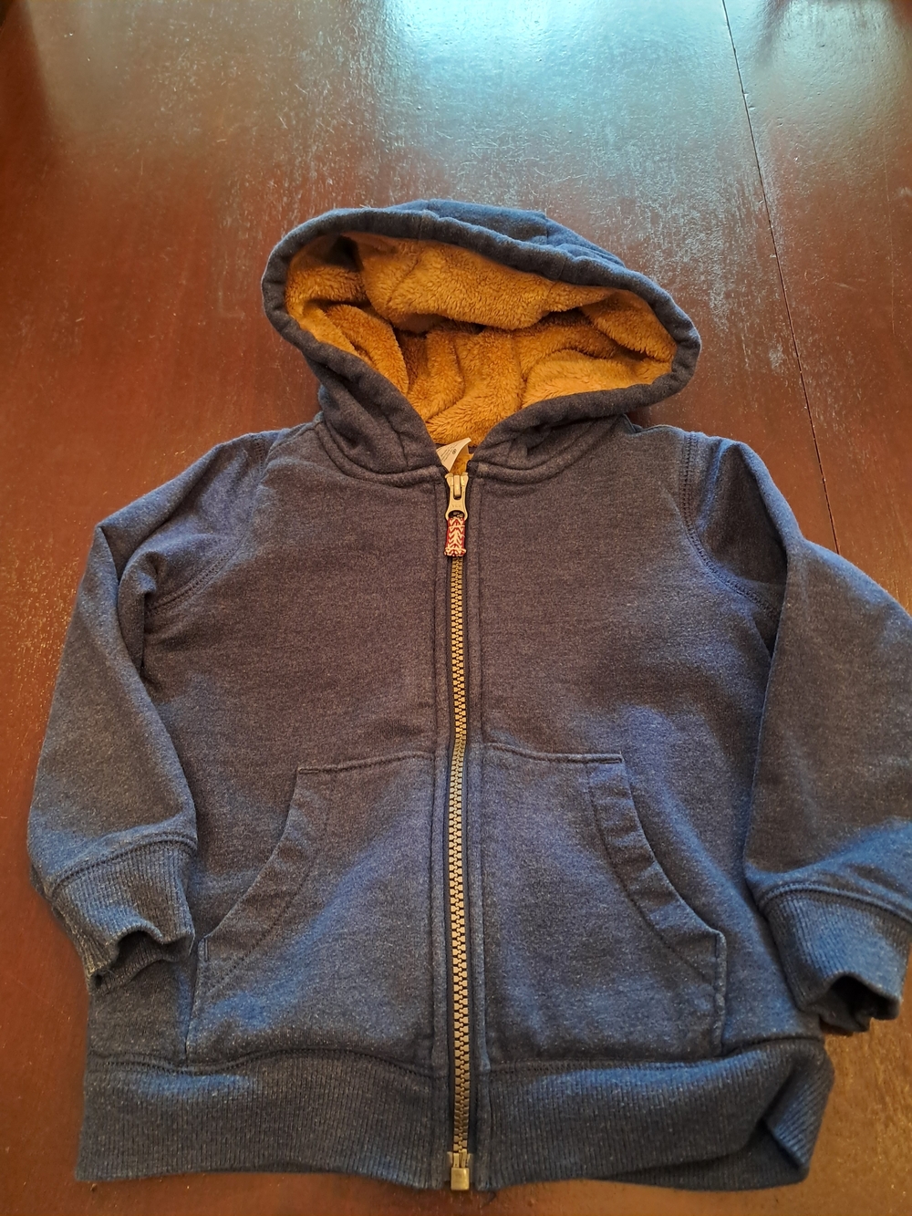 Carter's Navy Zip-Up Hoodie with Mustard Lining